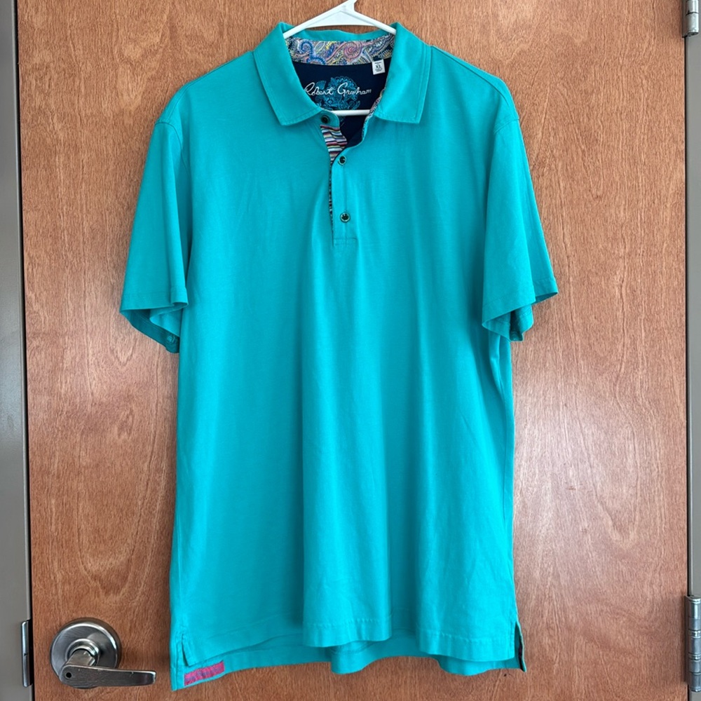 Robert Graham Green/Blue Button Up Polo Shirt
